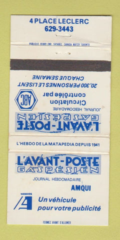 Matchbook Cover - Lavant Poste Gas Pesien QC 30 Strike