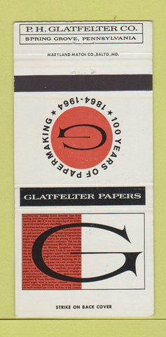 Matchbook Cover - Glatfelter Paper Spring Grove PA 1964 30 Strike