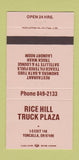 Matchbook Cover - Rice Hill Truck Plaza Yoncalla OR 30 Strike