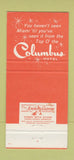 Matchbook Cover - Columbus Hotel Miami FL 30 Strike