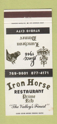 Matchbook Cover - Iron Horse Restaurant Studio City CA 30 Strike