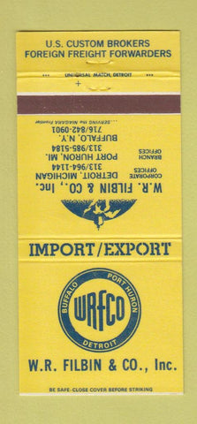 Matchbook Cover - WR Filbin Customers Brokers Buffalo NY Detroit MI 30 Strike