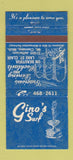 Matchbook Cover - Gino's Surf Restaurant Mount Clemens MI 30 Strike