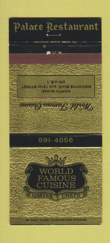 Matchbook Cover - Palace Restaurant North Miami FL 30 Strike