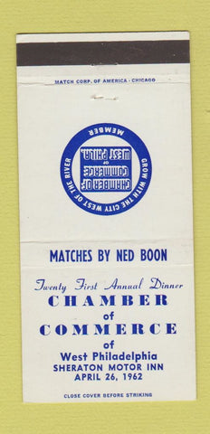 Matchbook Cover Chamber of Commerce West Philadelphia PA Sheraton 1962 30 Strike
