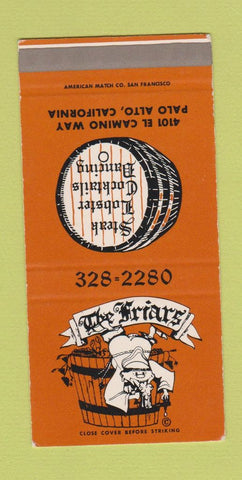 Matchbook Cover - The Friars Palo Alto CA SAMPLE 30 Strike
