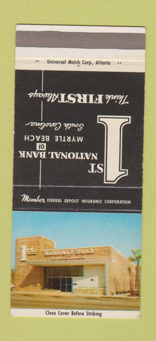 Matchbook Cover - 1st National Bank Myrtle Beach SC SAMPLE 30 Strike