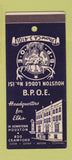 Matchbook Cover - Elks Lodge Houston TX SAMPLE 30 Strike
