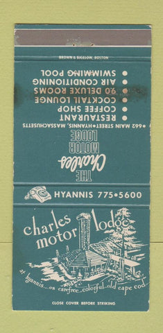 Matchbook Cover - Charles Motor Lodge Hyannis MA STAINED 30 Strike