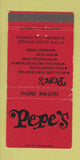 Matchbook Cover - Pepe's Mexican Food Burbank CA WEAR 30 Strike