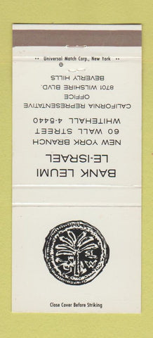 Matchbook Cover - Bank Leumi Le Israel New York City Beverly Hills 30 Strike