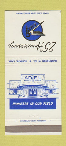 Matchbook Cover - Adel Products Huntington WV Burbank CA 30 Strike