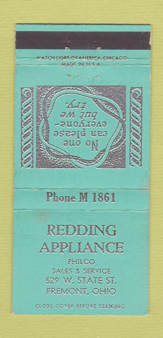 Matchbook Cover - Redding Appliance Fremont OH WEAR 30 Strike