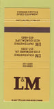 Matchbook Cover - L&M Scrap Auto Parts? Volkswagen? 30 Strike