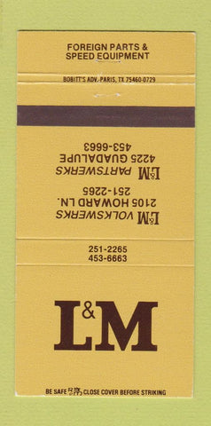 Matchbook Cover - L&M Scrap Auto Parts? Volkswagen? 30 Strike