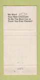 Matchbook Cover - Rust Chevrolet Cissna Park IL WEAR 30 Strike