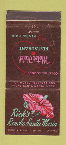 Matchbook Cover - Rick's Rancho Santa Maria CA 30 Stick