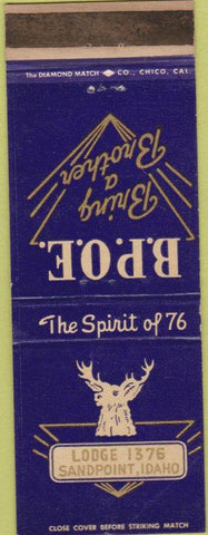 Matchbook Cover - Matchbook Cover Elks Club Sandpoint ID