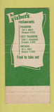 Matchbook Cover - Fisher's Restaurants Pasadena Arcadia CA 30 Strike