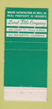 Matchbook Cover - Land Title Company San Bernardino CA 30 Strike