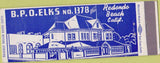 Matchbook Cover - Matchbook Cover Elks Club Redando Beach CA