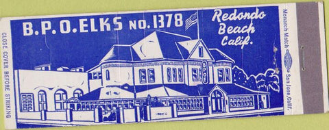 Matchbook Cover - Matchbook Cover Elks Club Redando Beach CA