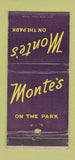 Matchbook Cover - Monte's on the Park New York City WEAR 30 Strike