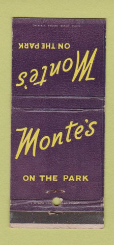 Matchbook Cover - Monte's on the Park New York City WEAR 30 Strike