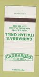 Matchbook Cover - Carrabba's Italian Grill Port Richey FL 30 Strike