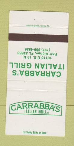 Matchbook Cover - Carrabba's Italian Grill Port Richey FL 30 Strike
