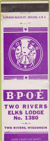 Matchbook Cover - Matchbook Cover Elks Club Two Rivers WI