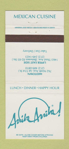 Matchbook Cover - Ariba Ariba Mexican Food New York City 30 Strike