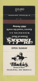 Matchbook Cover - Blackie's House of Beef Washington DC 30 Strike