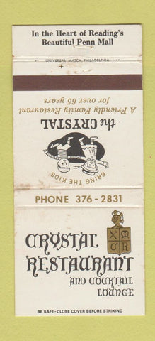 Matchbook Cover - Crystal Restaurant Reading PA WORN 30 Strike
