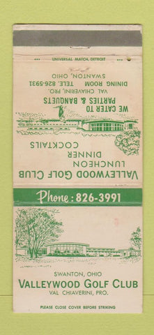 Matchbook Cover - Valleywood Golf Club Santon OH WEAR 30 Strike
