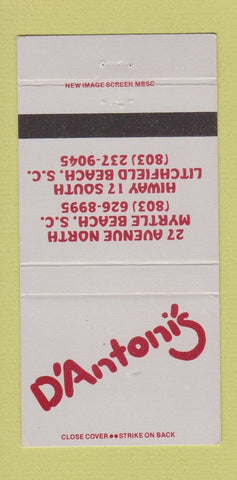 Matchbook Cover - D'Antoni's Restaurant Myrtle Beach Litchfield SC 30 Strike