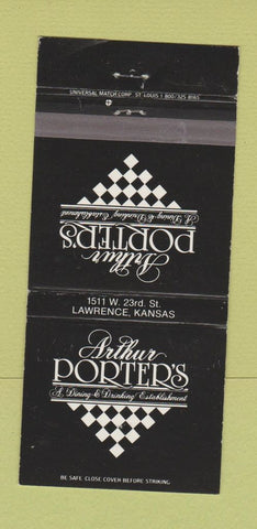Matchbook Cover - Arthur Porter's Restaurant Lawrence KS 30 Strike