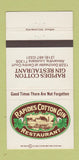 Matchbook Cover - Rapides Cotton Gin Restaurant Alexandria VA 30 Strike