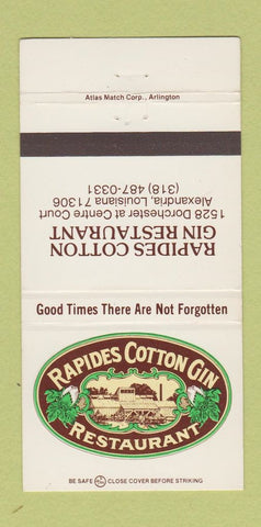 Matchbook Cover - Rapides Cotton Gin Restaurant Alexandria VA 30 Strike