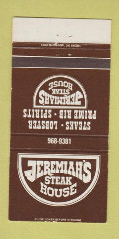 Matchbook Cover - Jeremiah's Steak House Ventura Colton CA Las Vegas 30 Strike
