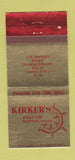 Matchbook Cover - Kirker's Steak Seafood Latham NY 30 Strike