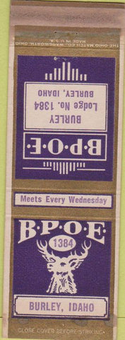 Matchbook Cover - Matchbook Cover Elks Club Burley ID wear