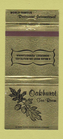Matchbook Cover - Oakhurst Tea Room Somerset PA 30 Strike