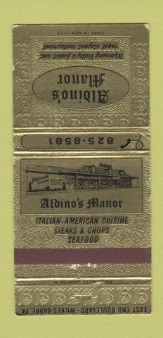 Matchbook Cover - Aldino's Manor Restaurant Wilkes Barre PA 30 Strike