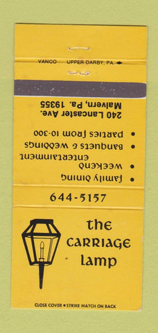 Matchbook Cover - Carriage Lamp Malvern PA 30 Strike