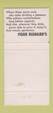 Matchbook Cover - Poor Richard's Restaurant Motel Camp Hill PA WEAR 30 Strike