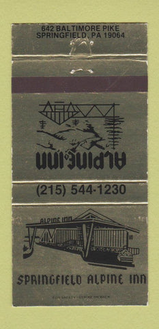 Matchbook Cover - Springfield Alpine Inn PA 30 Strike