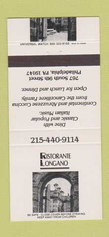 Matchbook Cover - Ristorante Longano Philadelphia PA Italian 30 Strike