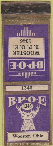 Matchbook Cover - Matchbook Cover Elks Club Wooster OH WORN