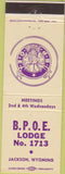 Matchbook Cover - Matchbook Cover Elks Club Jackson WY